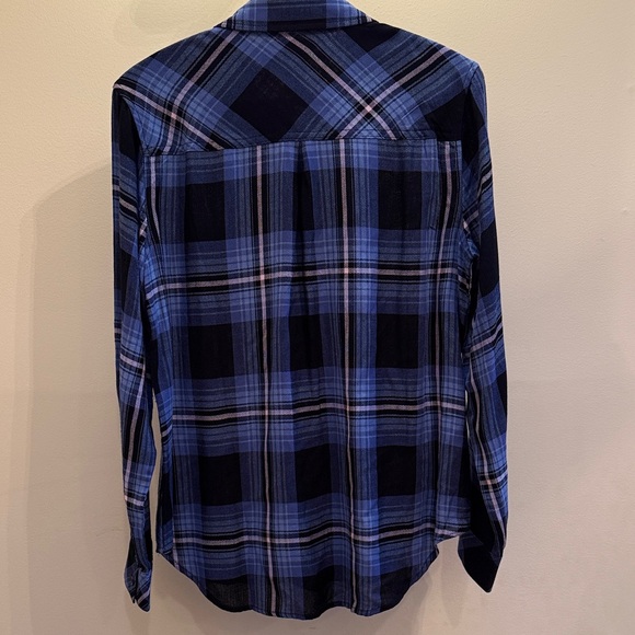 Workshop Republic Clothing Blue and Black Plaid Button-Down Shirt - Picture 4 of 5